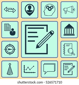 Set Of 12 Universal Editable Icons. Can Be Used For Web, Mobile And App Design. Includes Elements Such As Crossroad, Changes Graph, Media Campaign And More.