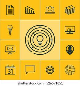Set Of 12 Universal Editable Icons. Can Be Used For Web, Mobile And App Design. Includes Elements Such As Focus Group, Innovation, Frozen Food And More.