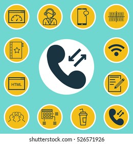 Set Of 12 Universal Editable Icons. Can Be Used For Web, Mobile And App Design. Includes Elements Such As Messaging, Cooperation, Paper And More.