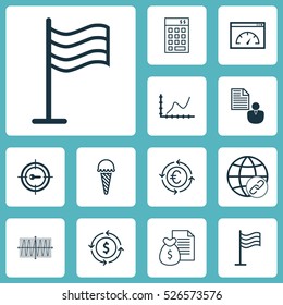 Set Of 12 Universal Editable Icons. Can Be Used For Web, Mobile And App Design. Includes Elements Such As Frozen Food, Currency Recycle, Connectivity And More.