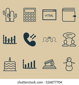 Set Of 12 Universal Editable Icons. Can Be Used For Web, Mobile And App Design. Includes Elements Such As Coaching, Dialogue, Cacti And More.
