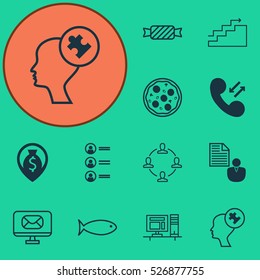 Set Of 12 Universal Editable Icons. Can Be Used For Web, Mobile And App Design. Includes Elements Such As Collaboration, Computer, Report And More.