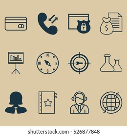 Set Of 12 Universal Editable Icons. Can Be Used For Web, Mobile And App Design. Includes Elements Such As Warranty, Cellular Data, Operator And More.
