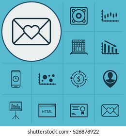 Set Of 12 Universal Editable Icons. Can Be Used For Web, Mobile And App Design. Includes Elements Such As Certificate, Employee Location, Coding And More.