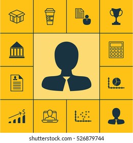 Set Of 12 Universal Editable Icons. Can Be Used For Web, Mobile And App Design. Includes Elements Such As Social Profile, Successful Investment, Savings And More.