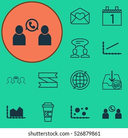 Set Of 12 Universal Editable Icons. Can Be Used For Web, Mobile And App Design. Includes Elements Such As Coaching, Takeaway Coffee, Blank Ribbon And More.