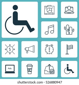 Set Of 12 Universal Editable Icons. Can Be Used For Web, Mobile And App Design. Includes Elements Such As Takeaway Coffee, Cacti, Money And More.