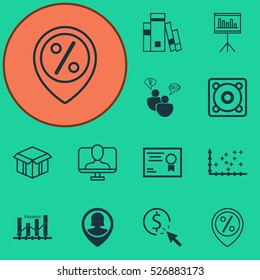 Set Of 12 Universal Editable Icons. Can Be Used For Web, Mobile And App Design. Includes Elements Such As Library, Music, Discount Location And More.