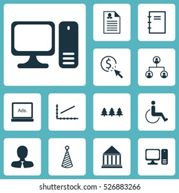 Set Of 12 Universal Editable Icons. Can Be Used For Web, Mobile And App Design. Includes Elements Such As Holiday Ornament, Line Graph, Accessibility And More.