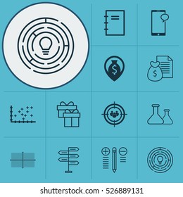Set Of 12 Universal Editable Icons. Can Be Used For Web, Mobile And App Design. Includes Elements Such As Opportunity, Spiral Notebook, Decision Making And More.