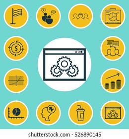 Set Of 12 Universal Editable Icons. Can Be Used For Web, Mobile And App Design. Includes Elements Such As Coaching, Line Grid, Board And More.