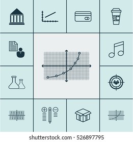 Set Of 12 Universal Editable Icons. Can Be Used For Web, Mobile And App Design. Includes Elements Such As Cosinus Diagram, Line Grid, Decision Making And More.