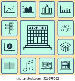Set Of 12 Universal Editable Icons. Can Be Used For Web, Mobile And App Design. Includes Elements Such As Computer, Cooperation, Crotchets And More.