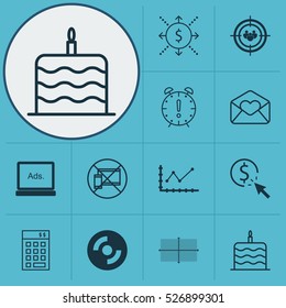 Set Of 12 Universal Editable Icons. Can Be Used For Web, Mobile And App Design. Includes Elements Such As Time Management, Changes Graph, Investment And More.