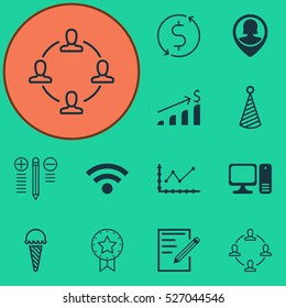 Set Of 12 Universal Editable Icons. Can Be Used For Web, Mobile And App Design. Includes Elements Such As Birthday Hat, Wireless, Present Badge And More.