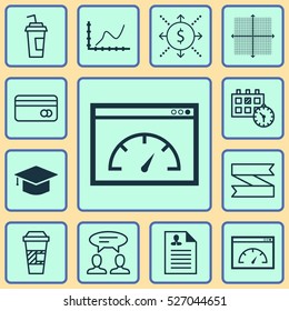 Set Of 12 Universal Editable Icons. Can Be Used For Web, Mobile And App Design. Includes Elements Such As Curriculum Vitae, Dialogue, Graphical Grid And More.