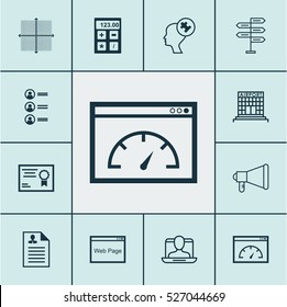 Set Of 12 Universal Editable Icons. Can Be Used For Web, Mobile And App Design. Includes Elements Such As Announcement, Opportunity, Graphical Grid And More.