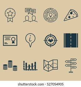 Set Of 12 Universal Editable Icons. Can Be Used For Web, Mobile And App Design. Includes Elements Such As Innovation, Photo Camera, Money And More.