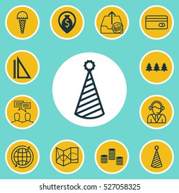 Set Of 12 Universal Editable Icons. Can Be Used For Web, Mobile And App Design. Includes Elements Such As World, Discussion, Money And More.