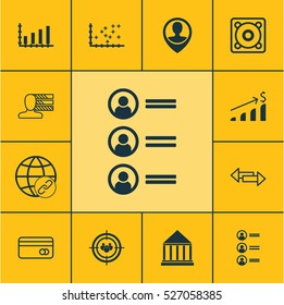 Set Of 12 Universal Editable Icons. Can Be Used For Web, Mobile And App Design. Includes Elements Such As Dynamics, Connectivity, Successful Investment And More.