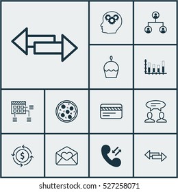 Set Of 12 Universal Editable Icons. Can Be Used For Web, Mobile And App Design. Includes Elements Such As Cellular Data, Tree Structure, Money Recycle And More.