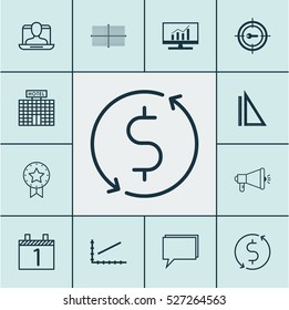 Set Of 12 Universal Editable Icons. Can Be Used For Web, Mobile And App Design. Includes Elements Such As Money Trasnfer, Agenda, Square Diagram And More.
