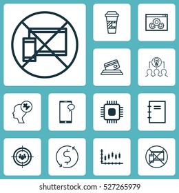 Set Of 12 Universal Editable Icons. Can Be Used For Web, Mobile And App Design. Includes Elements Such As Takeaway Coffee, Collaborative Solution, Chip And More.