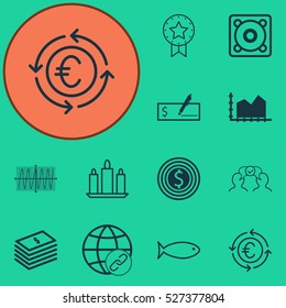 Set Of 12 Universal Editable Icons. Can Be Used For Web, Mobile And App Design. Includes Elements Such As Cooperation, Music, Sequence Graphics And More.