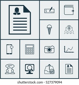 Set Of 12 Universal Editable Icons. Can Be Used For Web, Mobile And App Design. Includes Elements Such As Achievement Graph, Collaborative Solution, Bank Payment And More.