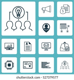 Set Of 12 Universal Editable Icons. Can Be Used For Web, Mobile And App Design. Includes Elements Such As Paid Upload, Pin Employee, Email And More.