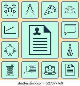 Set Of 12 Universal Editable Icons. Can Be Used For Web, Mobile And App Design. Includes Elements Such As Cooperation, Social Profile, Personal Skills And More.