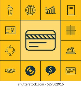 Set Of 12 Universal Editable Icons. Can Be Used For Web, Mobile And App Design. Includes Elements Such As Certificate, Profit Graph, Credit Card And More.