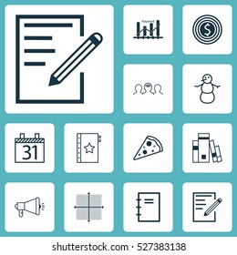 Set Of 12 Universal Editable Icons. Can Be Used For Web, Mobile And App Design. Includes Elements Such As Media Campaign, Graphical Grid, Coaching And More.