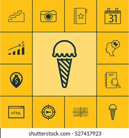 Set Of 12 Universal Editable Icons. Can Be Used For Web, Mobile And App Design. Includes Elements Such As Line Grid, Keyword Marketing, Growth And More.