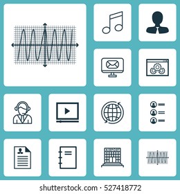 Set Of 12 Universal Editable Icons. Can Be Used For Web, Mobile And App Design. Includes Elements Such As Cosinus Diagram, Spiral Notebook, Website Performance And More.