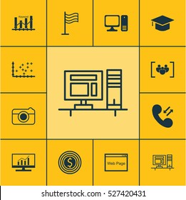 Set Of 12 Universal Editable Icons. Can Be Used For Web, Mobile And App Design. Includes Elements Such As Questionnaire, Website, Plot Diagram And More.