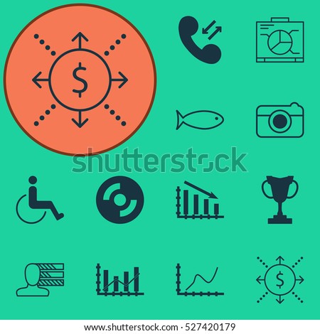 Set Of 12 Universal Editable Icons. Can Be Used For Web, Mobile And App Design. Includes Elements Such As Raise Diagram, Money, Tournament And More.