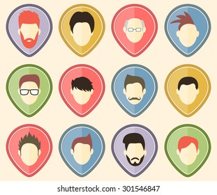 Set of 12 user icons for web sites and social network