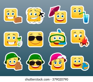 Set of 12 vacation smile stickers