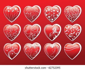 set of 12 Valentine's Day hearts