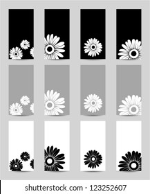 Set of 12 vector banners (125x250px) with daisy flowers.