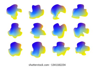 Set of 12 vector isolated liquid gradient objects for design, banner, flyer, business card, poster, wallpaper, brochure, smartphone screen, mobile app