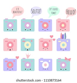 Set of 12 vector photo camera items for you bullet journal stickers, scrapbooking, web, etc.