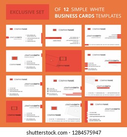 Set of 12 Video  Creative Busienss Card Template. Editable Creative logo and Visiting card background
