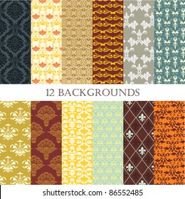 set of 12 vintage abstract backgrounds