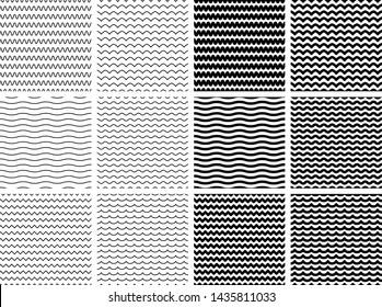 Set Of 12 Wave Patterns In Thin And Thick