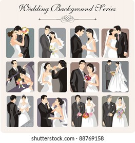 A set of 12 wedding vector illustrations.