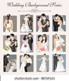 A set of 12 wedding vector illustrations.