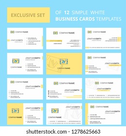 Set of 12 Window Creative Busienss Card Template. Editable Creative logo and Visiting card background