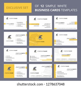 Set of 12 Witch hat Creative Busienss Card Template. Editable Creative logo and Visiting card background